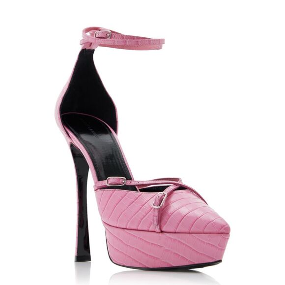 Arielle Baron Amrita Croc-Effect Leather Platform Pumps NWB Size 38 1/2 or US 8 - Picture 5 of 13